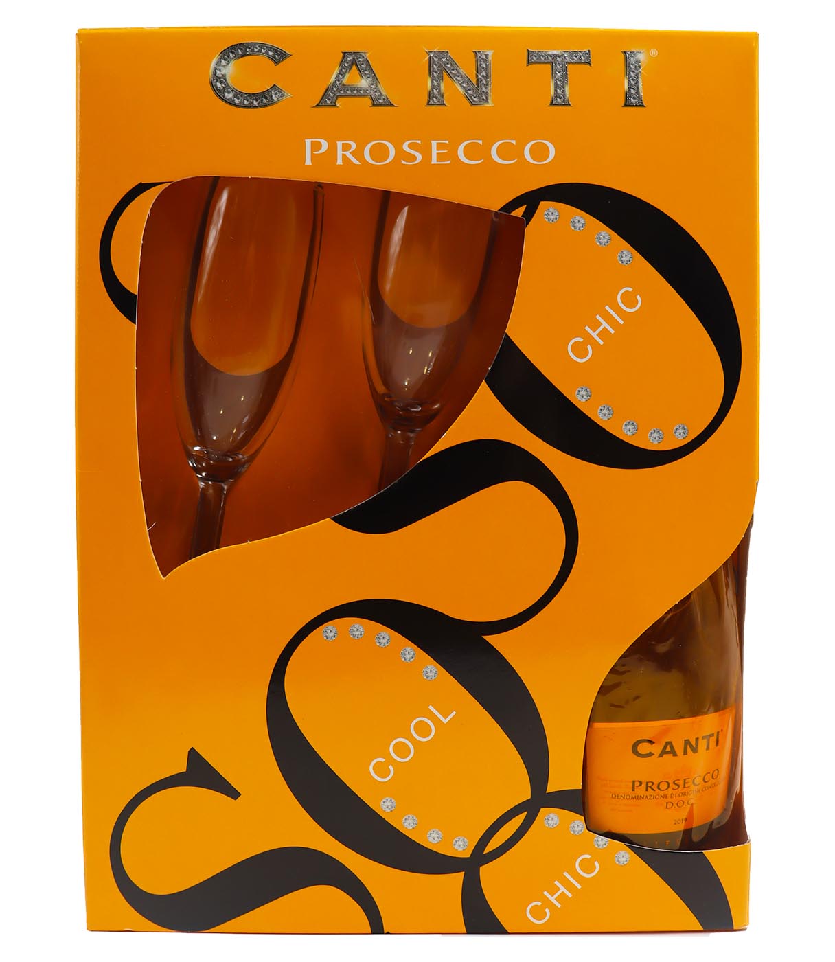 ВИНО ИГРИСТОЕ CANTI PROSECCO WITH 2 GLASSES БЕЛ СУХ 11% 0,75Л