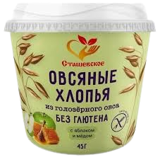 ХЛОПЬЯ ОВСЯНЫЕ С МЕДОМ И ЯБЛОКОМ В СТАКАНЧИКЕ БЕЗ ГЛЮТЕНА 45Г