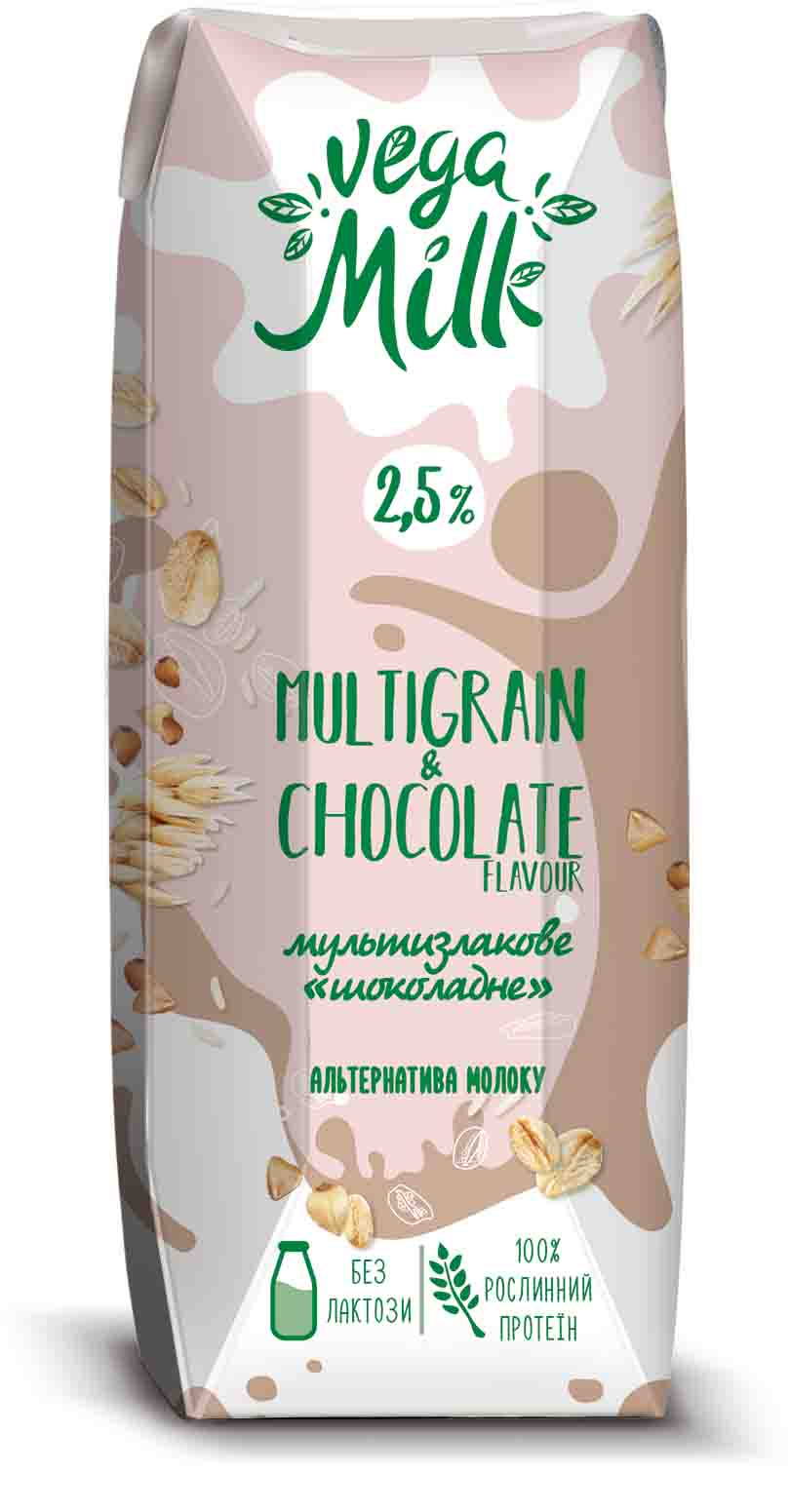 НАПИТОК МУЛЬТИЗЛАКОВЫЙ С КАКАО ШОКОЛАДНЫЙ УЛЬТРАПАСТЕР VEGA MILK 0,25 Л Т/П