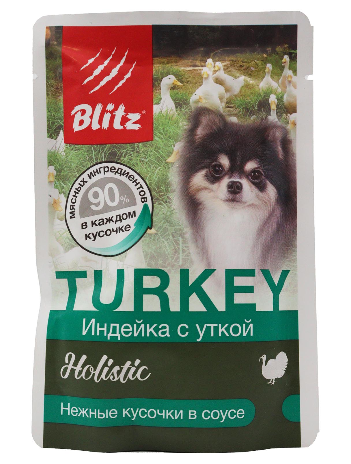 КОРМ Д/СОБАК BLITZ КУСОЧКИ В СОУСЕ ИНДЕЙКА/УТКА 85ГР