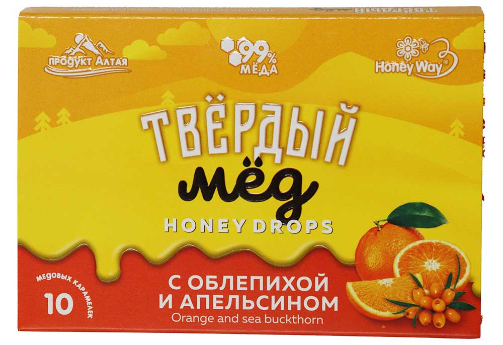 КАРАМЕЛЬ АЛТАЙ ЭКО ПРОДУКТ ТВЕРДЫЙ МЁД ОБЛЕПИХА/АПЕЛЬСИН 30ГР