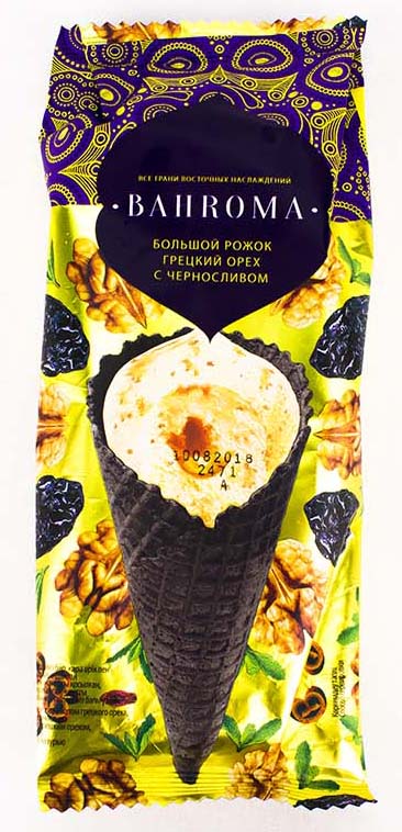МОРОЖЕНОЕ BAHROMA ВАФ РОЖОК ГР/ОР/ЧЕРНОСЛ С КЛЕН СИРОП/ГР ОР 105ГР