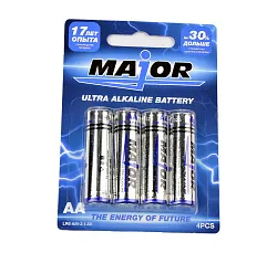 БАТАРЕЙКИ MAJOR ULTRA ALKLAINE BATTERY AA 4 PCS