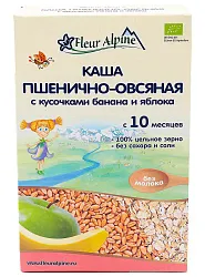 КАША ФЛЕР АЛЬПИН ОРГАНИК ПШЕН/ОВСЯН С КУС БАНАН/ЯБЛ 10МЕС 175ГР
