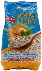 ХЛОПЬЯ 4 ЗЛАКА НЕ ТРЕБУЕТ ВАРКИ НАТ.КУХНЯ 300ГР