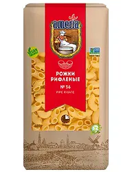 МАКАРОНЫ АМЕРИЯ РОЖКИ РИФЛЕНЫЕ БОЛЬШИЕ №056 400ГР